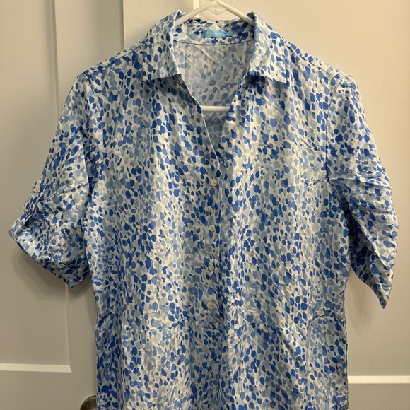 J.McLaughlin Janelle Silk-Blend Dress Blue White Size Small Easter Spring Summer - Picture 9 of 14